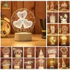 Criativo 3D Multi Love Forma Mesa Lâmpada Quente Branca Novidade Night Light USB Painel Acrílico Para Quarto Casa Decoração Do Casamento