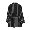 Vrouwen zwart-wit gestreept pakken zomer dunne blazer jas broek za jassen jassen vrouwelijke casual broek sets mode 210521