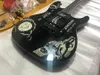 Custom factory whole direct electric guitar 6string shaped black paint oil painting pink fingerboard and black acces6607742