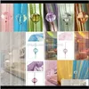 Zabiegi Tekstylia Ogród Drop Dostawa 2021 Kryształowe Koraliki Tassel Silk Curtain Home Window Drzwi Drzwi Panel Sheer Zasłony Romantyczny