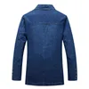 4XL Mens Denim Blazer Fashion Cotton Vintage Suit Outerwear Male Blue Coat Jacket Slim Fit Jeans Blazers Top 211126