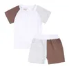 Sommer-Baby-Shorts-Set Kids Tales Baumwolle Kontrastfarbe Loungewear Jungen Mädchen Craft Blank Pyjamas Pyjamas 2108047415062