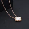 Groothandel Ladi Klaver Shell Hanger Stainls Staal 18K Rose Goud Dames Ketting9224992