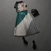 Lato damskie spódnice garnitury Vintage Retro Drukowane z krótkim rękawem Bluzki i długi plisowany elegancki spódnica zestaw NS206 220302