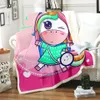 Cavalo bonito do arco-íris Unicórnio 3D Cópia de impressão digital com espessamento dos desenhos animados meninos e meninas presentes de natal com cobertores de lã