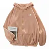 Sweat à capuche pour femmes d'hiver Tops Automne Mode coréenne Animal Broderie Impression Lâche Sweat-shirt à glissière en peluche 211104