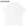 Übergroße T-Shirts Hemden Harajuku Crow Print Punk Rock Gothic T-Shirt Hip Hop Casual Lose Baumwolle Streetwear T-Shirt Tops 210602