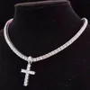 Men039s och Women039s Style Cross Pendant Necklace 4mm Zircon Tennis Chain Gorgeous Necklace Hiphop Jewelry Fashion Gif93013351349212