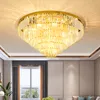 Luzes modernas do teto do cristal de cristal americano Lâmpadas de suspensão de ouro redonda americana Lâmpadas de luxo europeu diâmetro de iluminação interna de luxo para casa 40cm-120cm 3 luz branca Dimmable