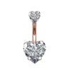 S2436 bijoux de corps une pièce diamant Zircon Double coeur nombril nombril anneau or Rose Sexy femmes Pierce