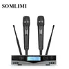SOM SCM9100 Etentystyczny Wydajność Strona główna KTV Wysokiej jakości UHF Professional Dual Wireless Mikrofon System Dynamiczny Długa odległość