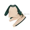 Baby Designs Zestawy odzieżowe Niemowlę Pit Strip Splicing Multi Color Draw String Z Długim Rękawem T-Shirt Pant Care Casual Set Yl567