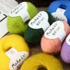 1ピース4ピースのモヘア糸の細かい手編みの色のセータースーパーソフトかぎ針編みの肌に優しいベビーウールのための編み物セーターShawl Y211129