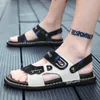 Men 2021 summer leather slippers high quality exterior wear casual personality trend driving dual-purpose sandals 39-44