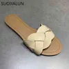 Suojialun 2021 Kvinnor Märke Tofflor Nya Sommar Flat Heel Slides Open Toe Flat Casual Beach Flip Flop Ladies Fritid Sandal Skor K78