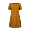 Boho Yellow Polka Dot Women Dress Casual O-Collo manica corta Summer Beach Mini abiti W9166 210526