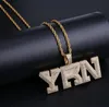 Pendant Necklaces AITIEI Iced Out Bling YRN Letters Necklace With Rope Chain Men Gold Silver Color Hip Hop Fashion Jewelry242j