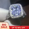 Anéis de casamento Jóias de moda Sensação majestosa 10ct gem 5a zircon pedra 14kt Banda de noivado de ouro branca de ouro 14-11