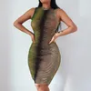 Kobiety letnie bez rękawów zobacz przez Bodycon Striped Mini Dress Sundress 2022 Kobiece odzieżowe streetwear hurtowe przedmioty