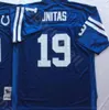 NCAA Football 20 Barry Sanders Jersey 32 Jim Brown 19 Bernie Kosar Johnny Unitas Man Vintage White Blue All Stitched Good