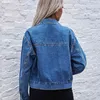 Streetwear Kobiet Moda Luźna Niebieski Jean Kurtka Denim Płaszcze Feamle Jesień Zima Slim Vintage Denim Kurtki Kobiety Płaszcze Pełna 210514