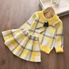 Set di abbigliamento Melario Ragazze Baby Inverno Vestiti lavorati a maglia Moda Bambini Eleganti maglioni scozzesi Top e gonne Abiti Princess Knitwe7430692