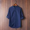 Jbersee Chinesischen Stil Disc Schnalle Tang Mid-hülse Hemd Männer Vintage Große Größe 5xl Leinen Kleidung Camisa Masculina Männer der Casual Shirts