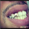 Suspensórios de metal único dente ouro prata cor superior inferior hiphop dentes tampas corpo jóias para mulheres homens moda ztlt5 grillz grelhas igxs8