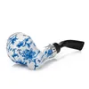 2021 Pipes à fumer en bakélite incurvée Style chinois Pipe à tabac en porcelaine bleue et blanche porte-cigarette en résine debout avec boîte