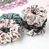 Floral Print Chiffon Hair Scrunchies Rural Vintage Cloth Elastic Hair Bands Ropes Rings Ponytail Holder Woman Girls Accessories