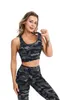 Yoga kläder för kvinnor 2 -stycken Set Workout Camouflage High midja Athletic Seamless Leggings and Sports BH Gym Running Traning CLO1982865