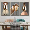 Nordic Golden Wine Glass Knife and Fork Prints Modern Canvas Painting Dining Room Kitchen Home Decor Abstract Poster No Frame