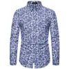 Men's Casual Shirts Spring 2022 Club Fashion Long Sleeve Print Shirt Mens Dress Men Night Disco T