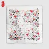 Milky white silk twill scarf women printed umbrella 100% real silk scarves 65cm middle square bandana wrap gift for girls lady Q0828