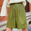 Koreanischen Stil PU Leder Shorts Frauen Herbst Winter Elastische Taille Lose Hosen Plus Größe ShortsMode Kleidung 8207 210510