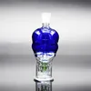 Skalle Blue Glass Bowl Shisha Oljebrännare Hookah Rökning Runda av Små Pott Ash Catchers För Bong Grön Glas Vattenrör Percolater Bubbler Rör med silikon halm