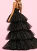 Sparkly Tulle High Low Evening Dresses Tiered Skirt Puffy A Line Prom Party Wear 2022 Homecoming Graduation Special Occasion Gowns Brithday Party Sweet 16 Dress