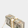 Stapel Cash Dollars Bag voor vrouwen 2021 Crystal Diamond Chain Evening Bags Money Clutch Luxury portemonnees en handtassen schouder