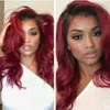 Borgonha Human Hair Wig Wig Onda Red Lace Front Human Human Wigs para mulheres negras 180 densidade colorida 13x6 renda perucas