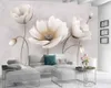 Carta da parati floreale 3d personalizzata Carta da parati nordica elegante fiore Struttura in marmo Decorazioni per la casa Soggiorno Camera da letto Cucina Rivestimento murale Sfondi murali