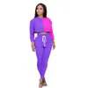 Workout Sportwear Women'S Sets Patchwork Long Sleeve Crop Tops Tee Pants Suit Outfit Jogger Two Piece Sets Matching Set Fitness