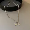 Collane con ciondolo Maglione Catena Strass Geometria Collana stile coreano di lusso Osso di cane Donna Clavicola femminile