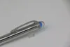 Classi Metal Ballpoint/Roller/Fountain pen with Blue Crystal head cover lattice Stainless steel Silver/Grey Trim