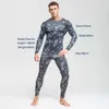 メンズウィンターギアスキーサーマルウエアセットThermo Camouflageエクササイズ衣類スポーツパンツスノーボードシャツとパンツ211110