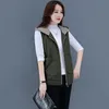 Kvinnors västar corduroy stitching huva löst plus storlek Vest Coat 2022 Kvinnor Spring Autumn Casual Top Mother Female Waistcoat Jacket F077 ST