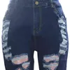 Artı Boyutu XL-4XL Diz Boyu Denim Kadınlar Retro Katı Delik Kot Pantolon Yırtık Kalem Pantolon Sokak Skinny Yüksek Bel Lady Pantolon 211129