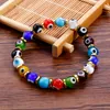 1 pulsera de abalorio de ojo azul malvado turco a la moda, pulsera de cuentas de cristal para mujeres y niñas, joyería elástica hecha a mano