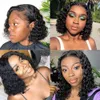 Curly Short Bob Lace Front Human Hair Wigs Pre Plocked För Black Women Gluslös Syntetisk Deep Wave Wig