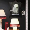Decoração de festa fantasma de halloween no espelho resina quadro luminoso ornamentos mulher saindo da parede