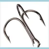 100 st fiskekrokar Högt stål Kolmaterial Treble Black Hook Round Folded Saltwater Bass 30 2 Tackle Tools XHL4B 8NAIL2216